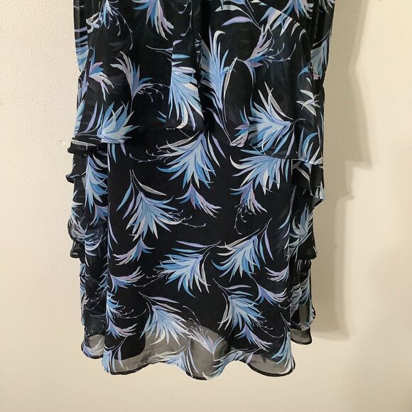 Taylor Coastal Tropical Cruise Beachy Tiered Summer Casual Ruffle Dress Sz 10 - Picture 3 of 9